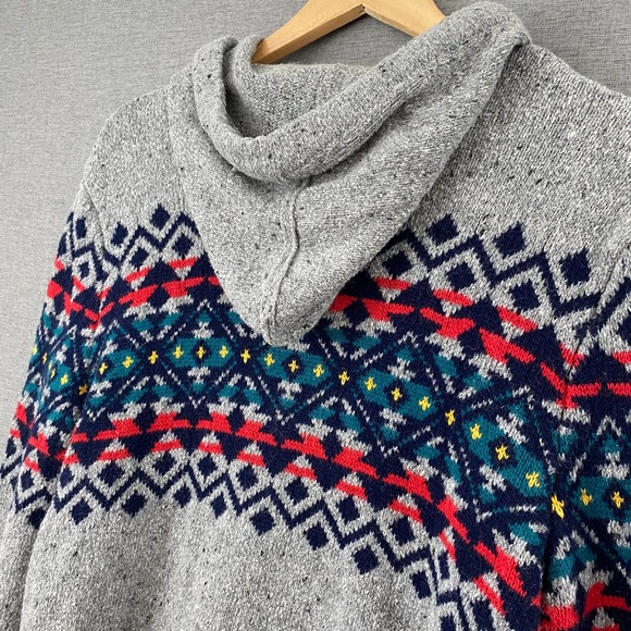 American Eagle Womens Fair Isle Hoodie Sweater Seriously Soft Size Medium - Picture 6 of 9